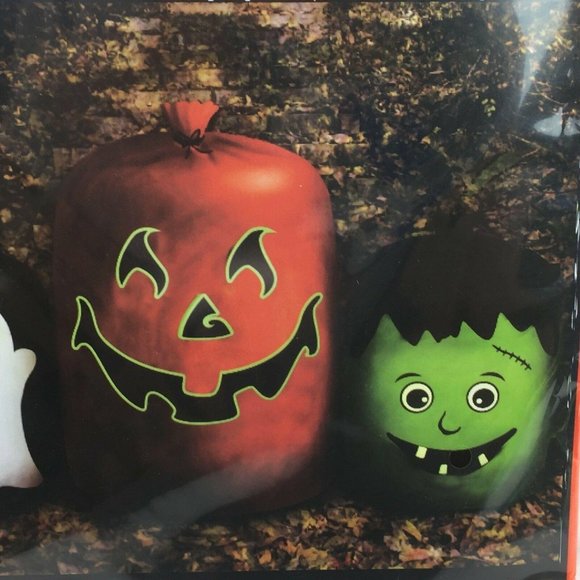 COPY - Halloween Set 3 Glow In Dark Leaf Bags Pumpkin Ghost Frankenstein Yard D… - Picture 5 of 5